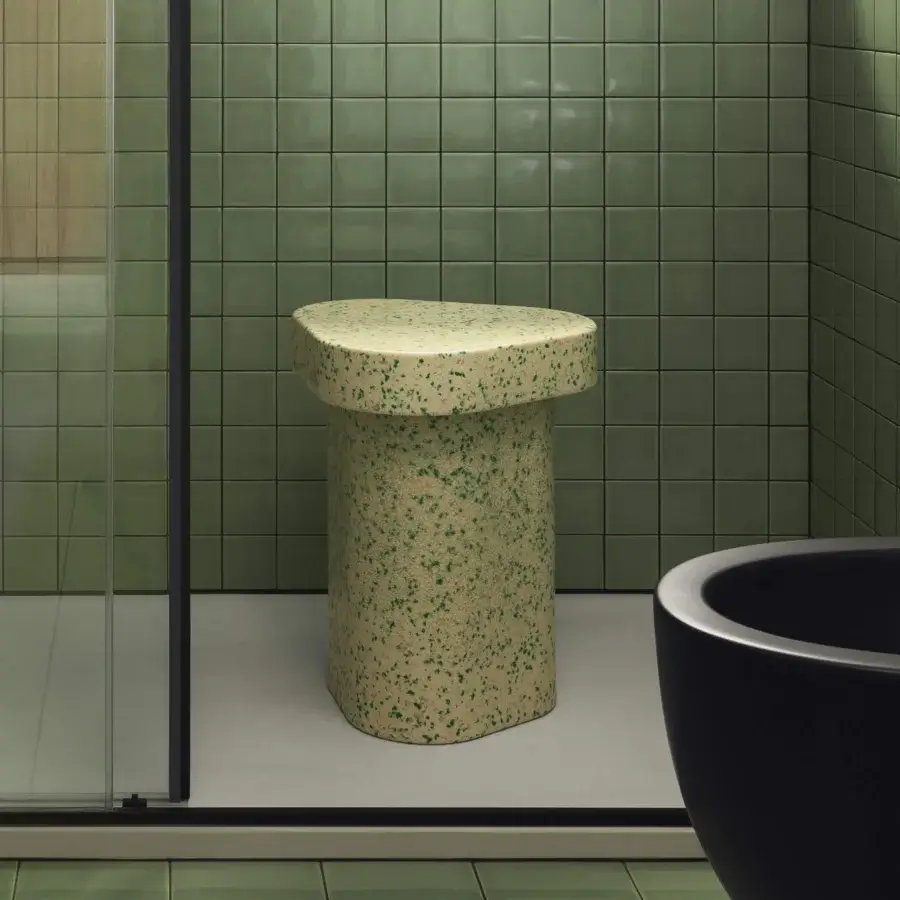 Superior Miniforms Superpop side table in speckled beige and green recycled polyethylene with subtle finish