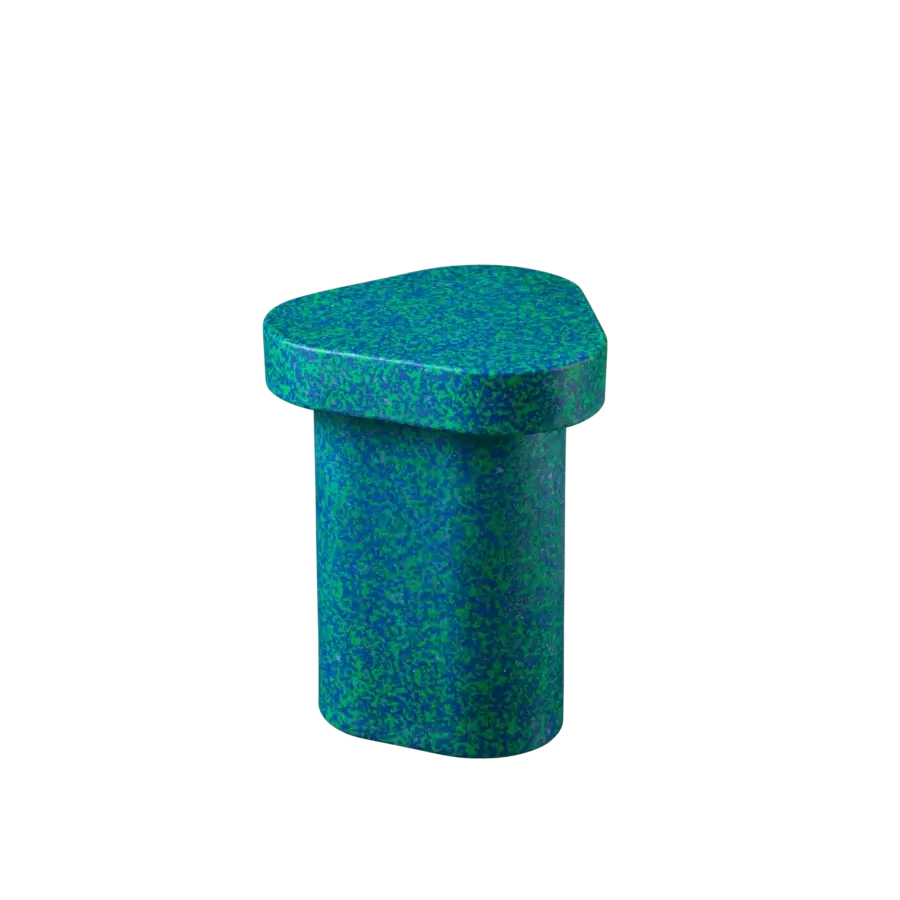 Exceptional Miniforms Superpop side table crafted in speckled blue and green recycled polyethylene with a contemporary finish