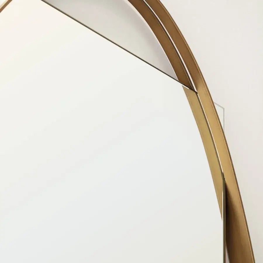 Superior Frag Twin Mirror with curvilinear metal frame and muted gold finish crafted in Italy