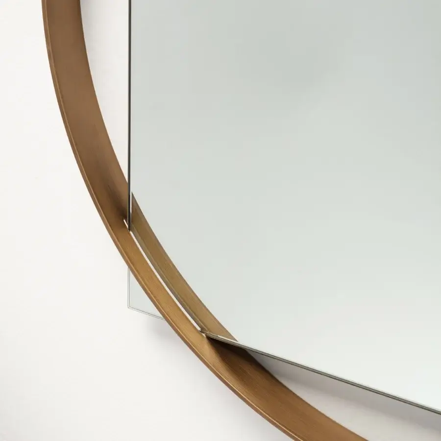 Superior Frag Twin Mirror with round silhouette and smooth gold-toned metal frame crafted in Italy