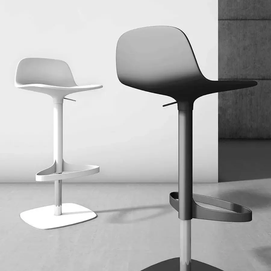 Sophisticated Bonaldo Bonnie stool with a dark gray polypropylene shell and central metal support base offering smooth swivel movement