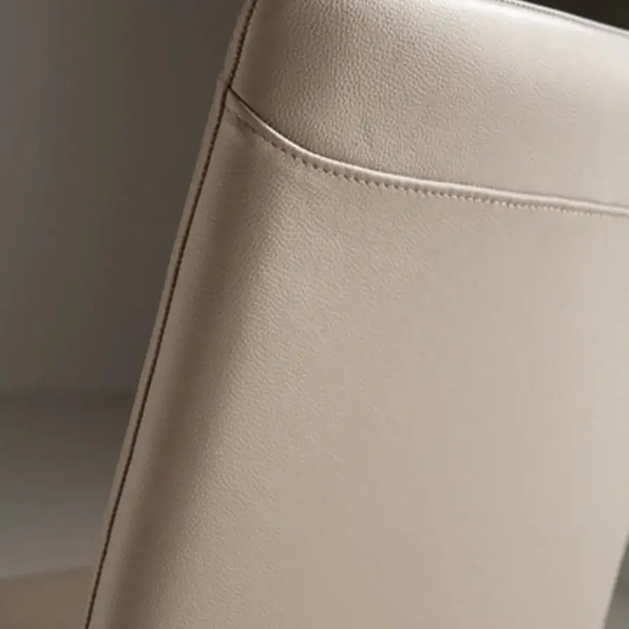 Lavish Ozzio Italia Lunette chair crafted in light beige leather with a geometric backrest and subtle seam detailing