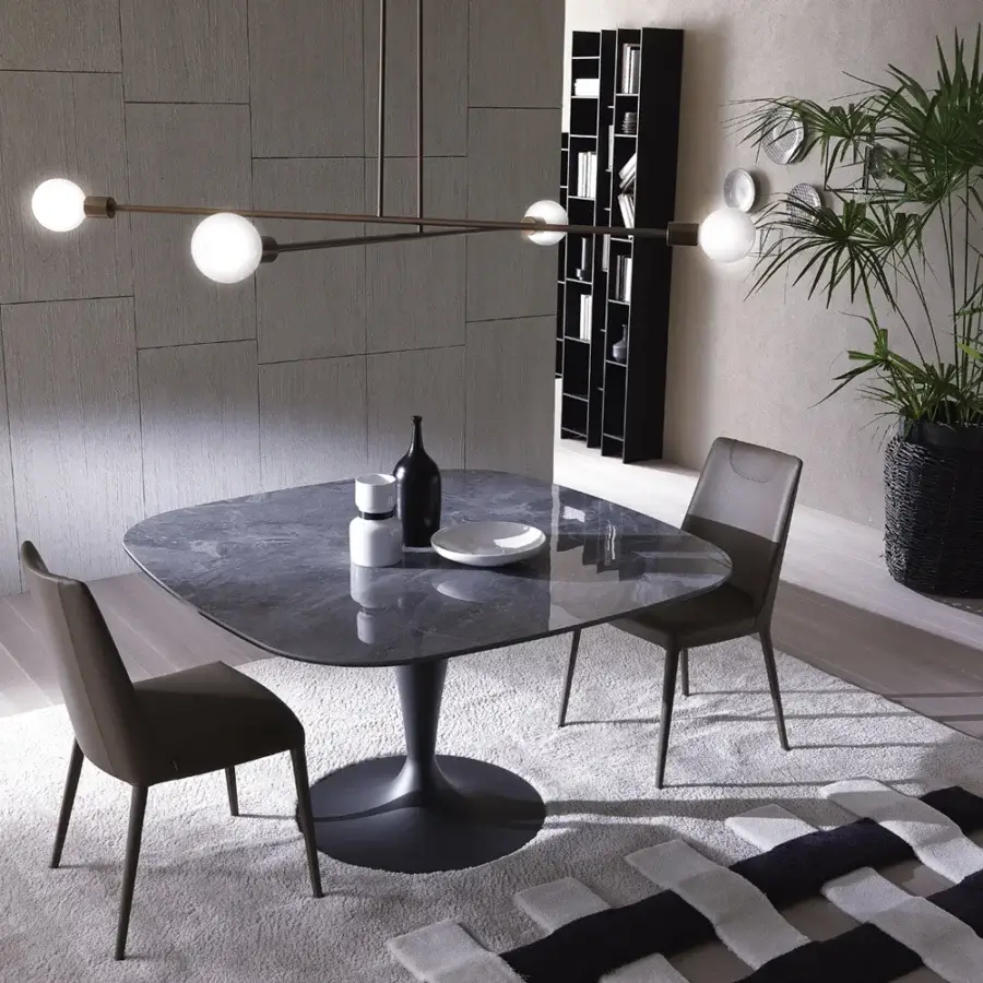 Superior Ozzio Italia Sofia chair fully upholstered in uniform brown textile with fine stitching and matching frame finish