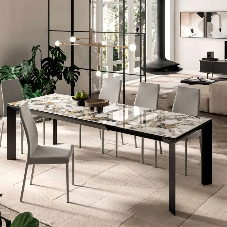 Exceptional Ozzio Italia Blitz chair with sinuous back crafted in light gray textile upholstery with matte finish