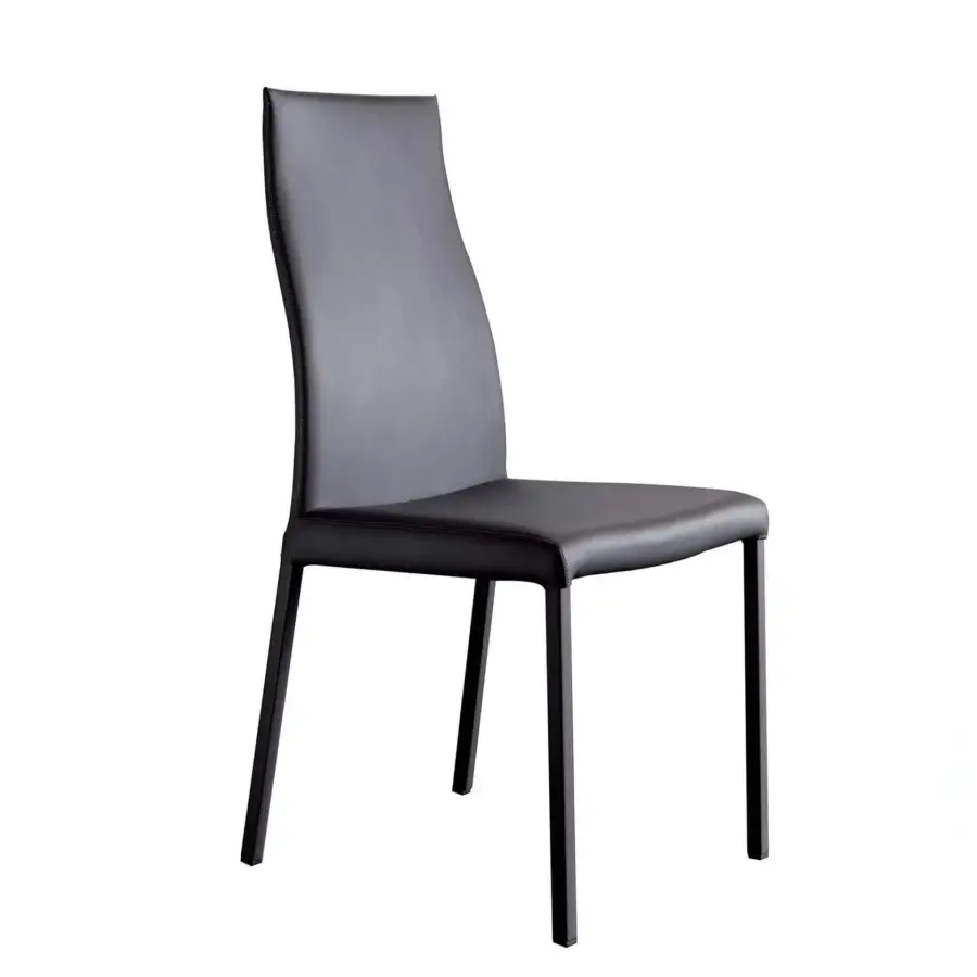 Elegant Ozzio Italia Blitz chair in smooth black with sinuous back crafted for dorso-lumbar support and matte finish