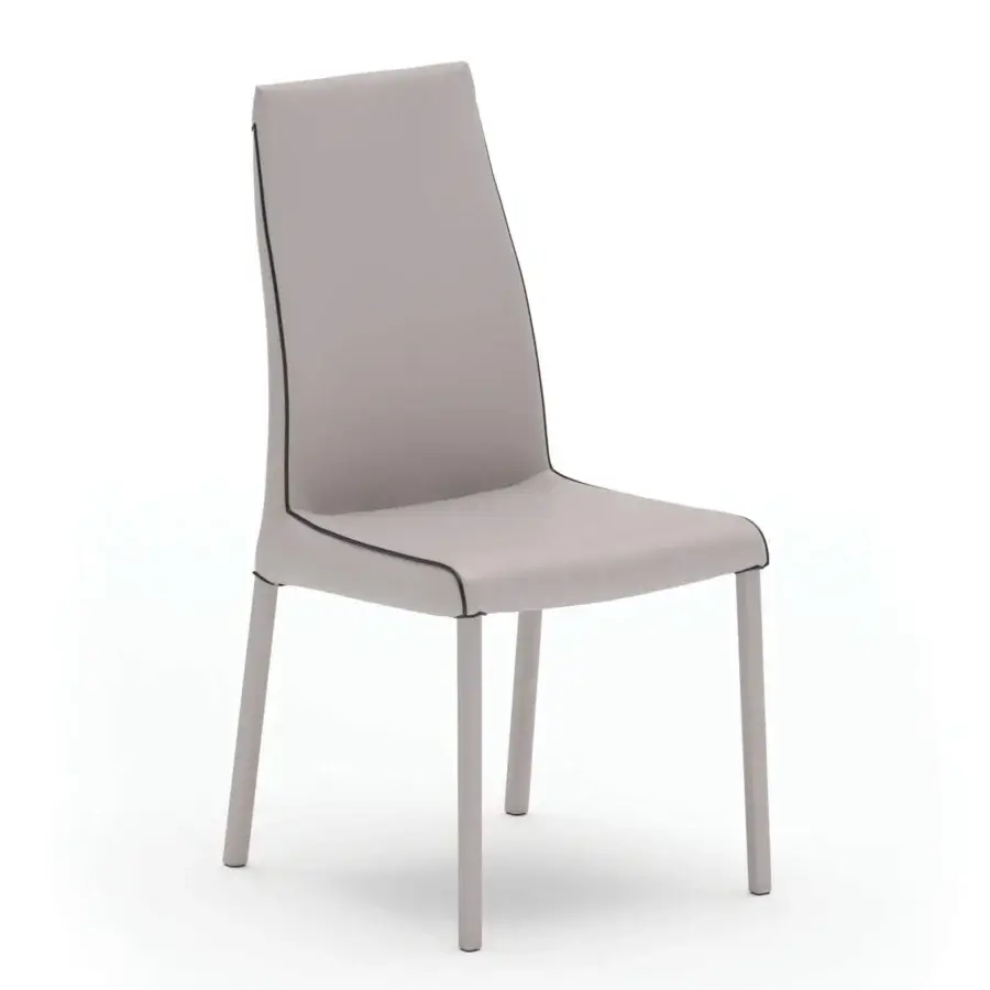 Exceptional Ozzio Italia Blitz chair with sinuous back crafted in light gray synthetic material and smooth matte finish