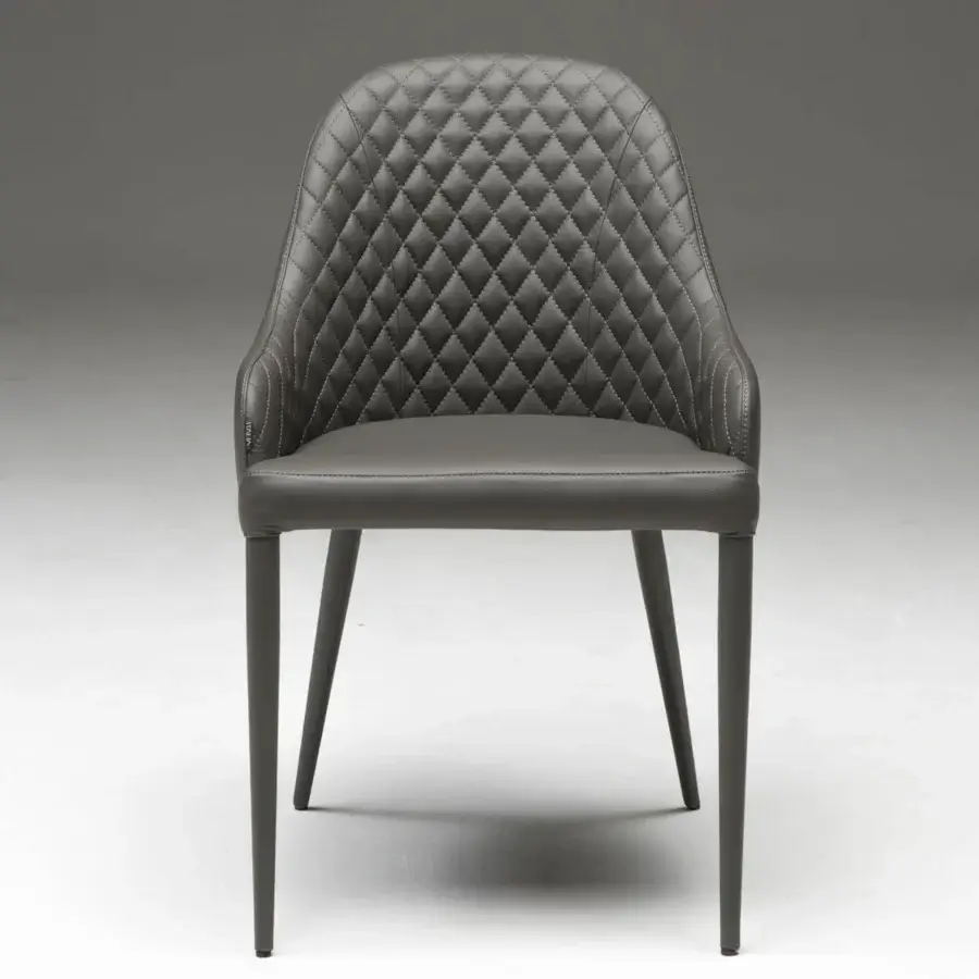 Exceptional Ozzio Italia Betta armchair with quilted dark gray upholstery and tapered matching legs