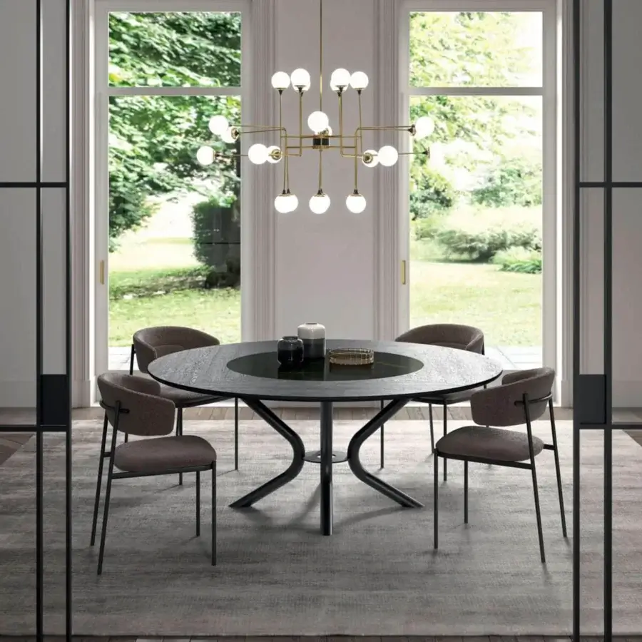 Superior Ozzio Italia Ego chair with muted brown textile upholstery and painted metal structure