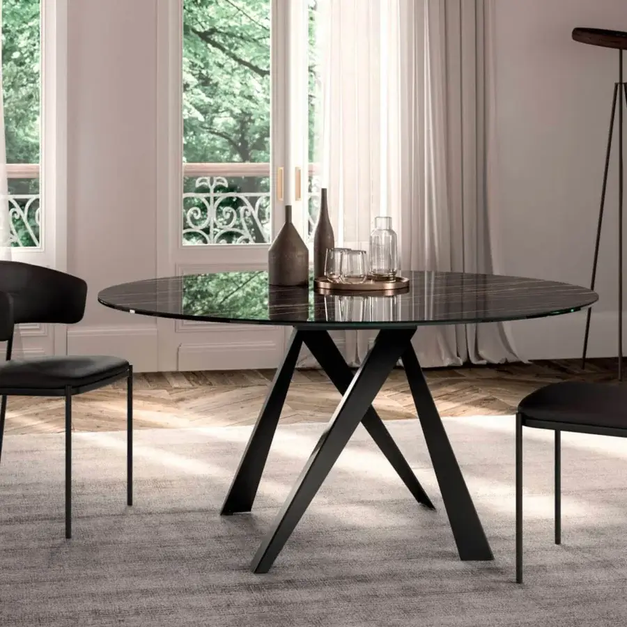 Elegant Ozzio Italia Ego chair with enveloping upholstered seat and matte black painted metal structure