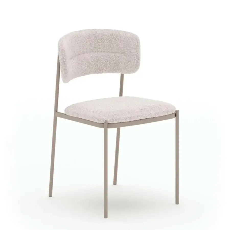 Superior Ozzio Italia Ego chair with a painted metal structure and light beige textured textile upholstery
