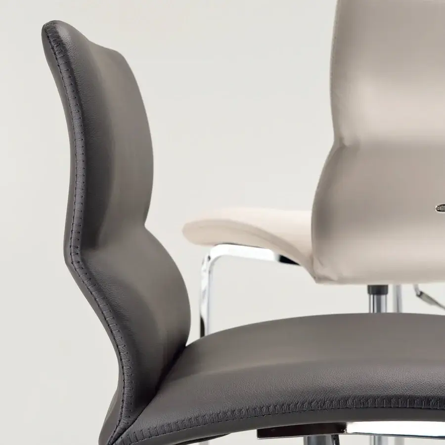Sophisticated Cattelan Italia Victor X stool with dark gray synthetic leather upholstery and polished aluminum four-spoke base