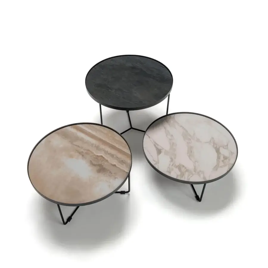 Superior Cattelan Italia Billy Keramik coffee table in white and gray ceramic with a brushed metal base crafted by hand