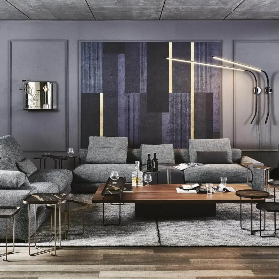 Distinguished Cattelan Italia Billy Keramik coffee table with dark brown Marmi ceramic and brushed metal base