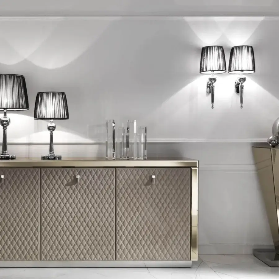 Captivating DV Home Collection Envy Column with reflective bronze glass and shining stainless steel base