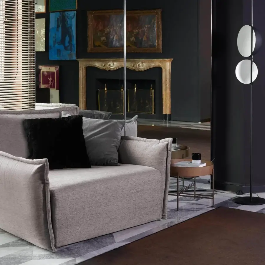 Distinguished Potocco Tray side table with warm brown ash framing a smooth wood top and a light metal base