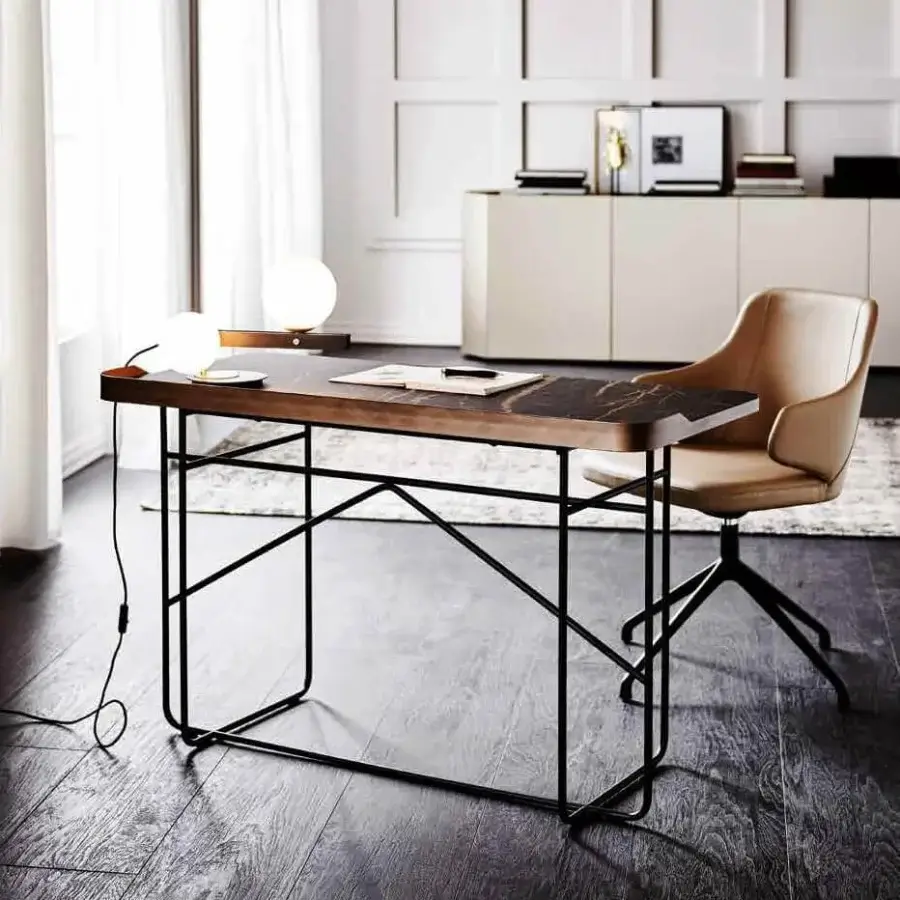 Superior Cattelan Italia Planeta table lamp in satin white glass with burnished steel and brushed brass detailing