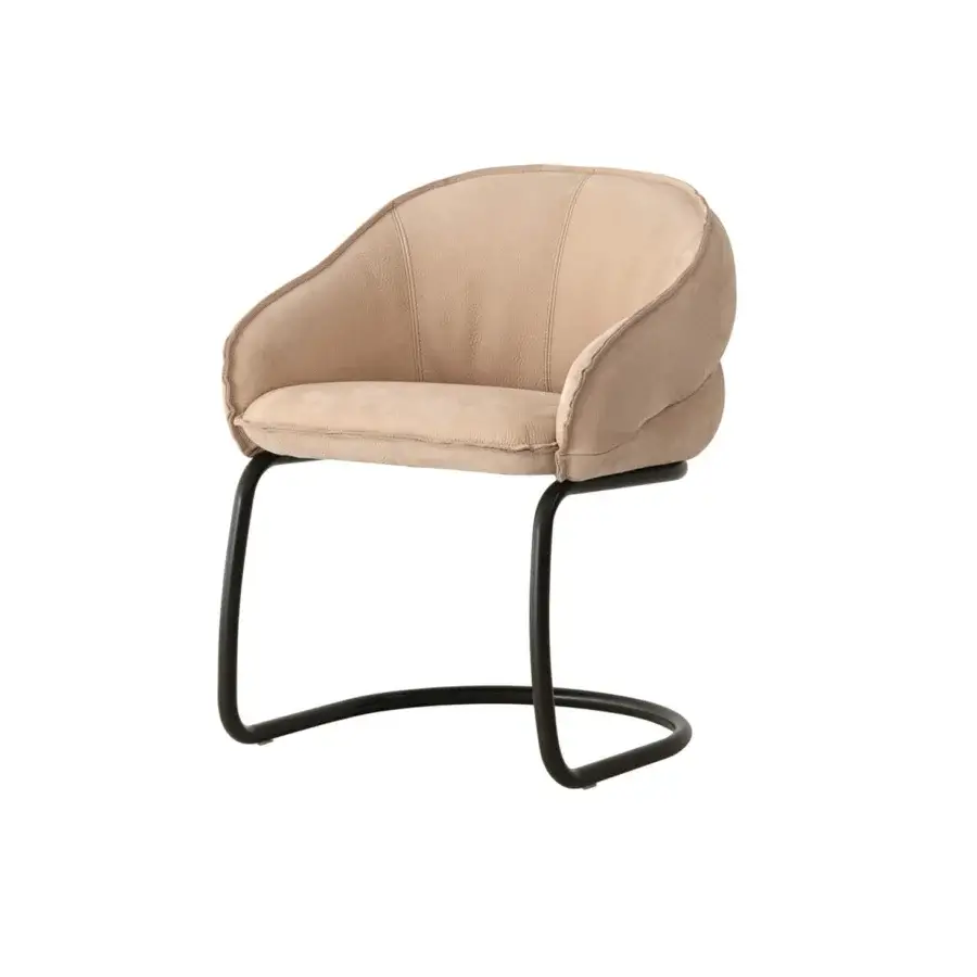 Distinguished Cierre1972 Giorgio armchair built with raw-cut leather upholstery and a sleek black tubular metal structure with a matte finish