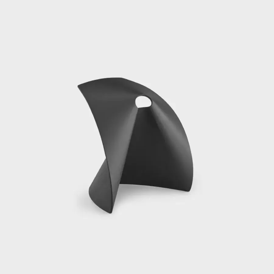 Elegant Lapalma AP stool in molded plywood with matte black lacquered open pore finish presents a curving wave design