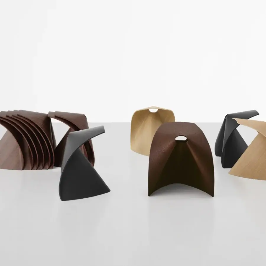 Exceptional Lapalma AP stool crafted from molded plywood with smooth matte black open pore lacquered finish