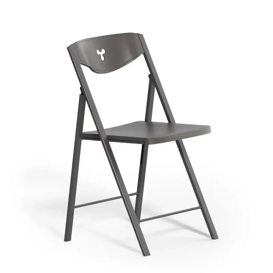 Elegant Ozzio Italia Plio chair with metal structure and polypropylene seat in a modern matte gray finish