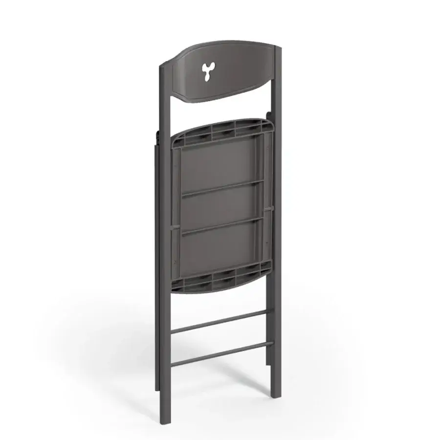 Exceptional Ozzio Italia Plio chair with folding function and angular form in uniform grey polypropylene with metal structure and matte finish