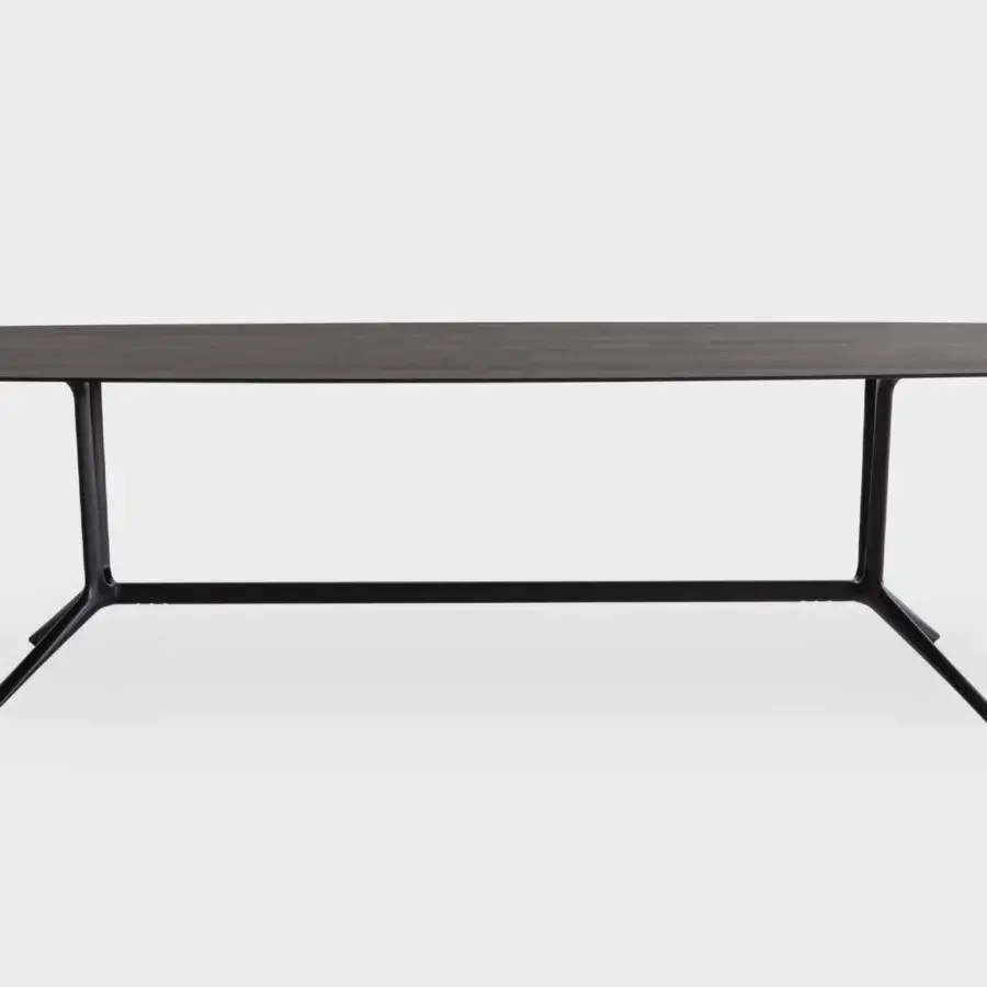 Distinctive Lapalma Trail conference table with a dark gray lacquered MDF top and black powder-coated die-cast aluminum base