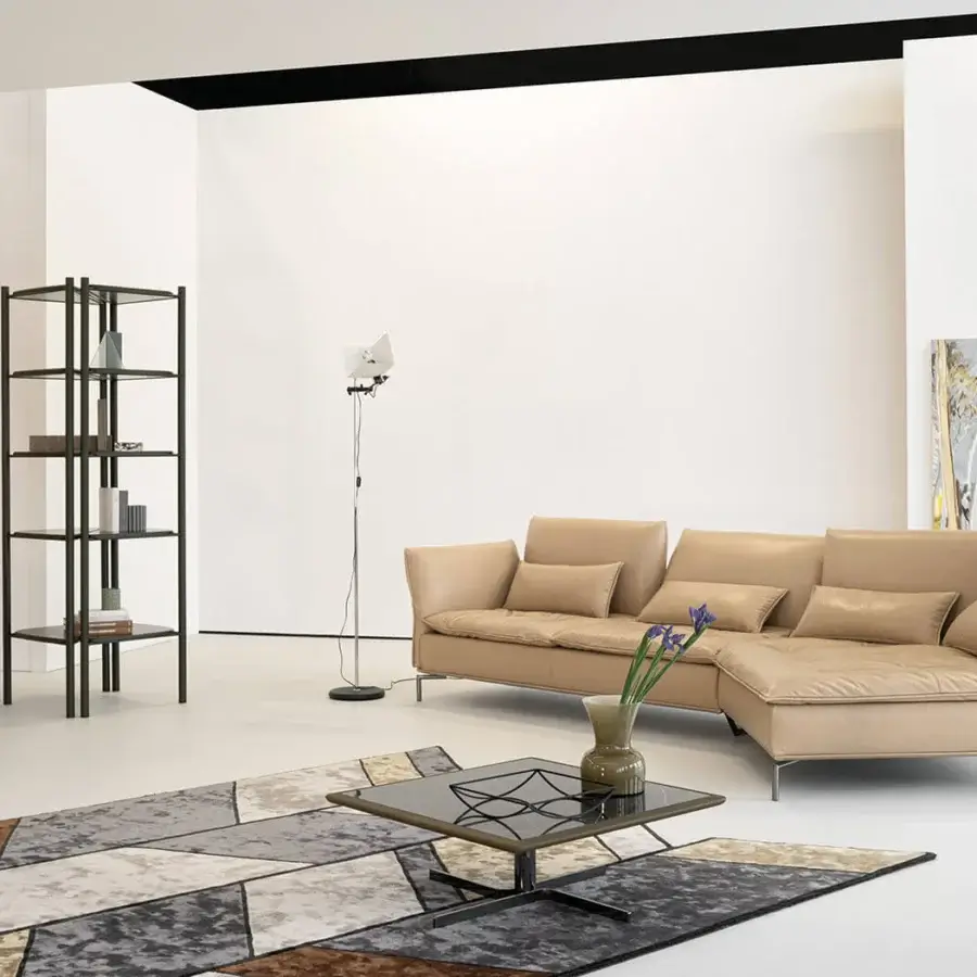 Exceptional Cierre1972 Belt swivel lounge chair with olive-green textile and a chrome-plated metal frame built for 360° return