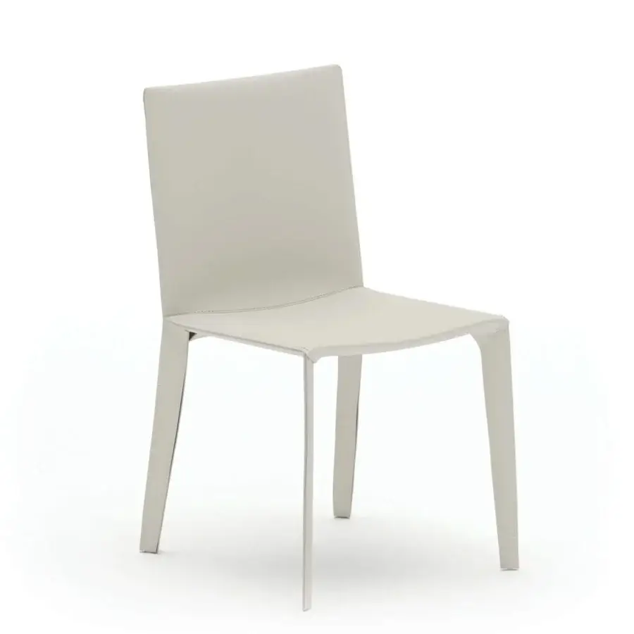 Exclusive Ozzio Italia Frisbee chair in light gray synthetic leather showcases innovative square geometries with smooth finish