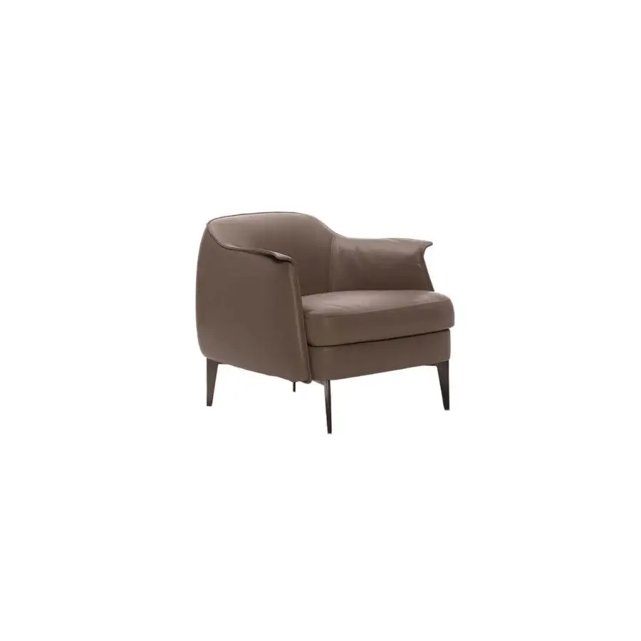 Superior Cierre1972 Bohème lounge chair in smooth taupe material with slender dark metal legs