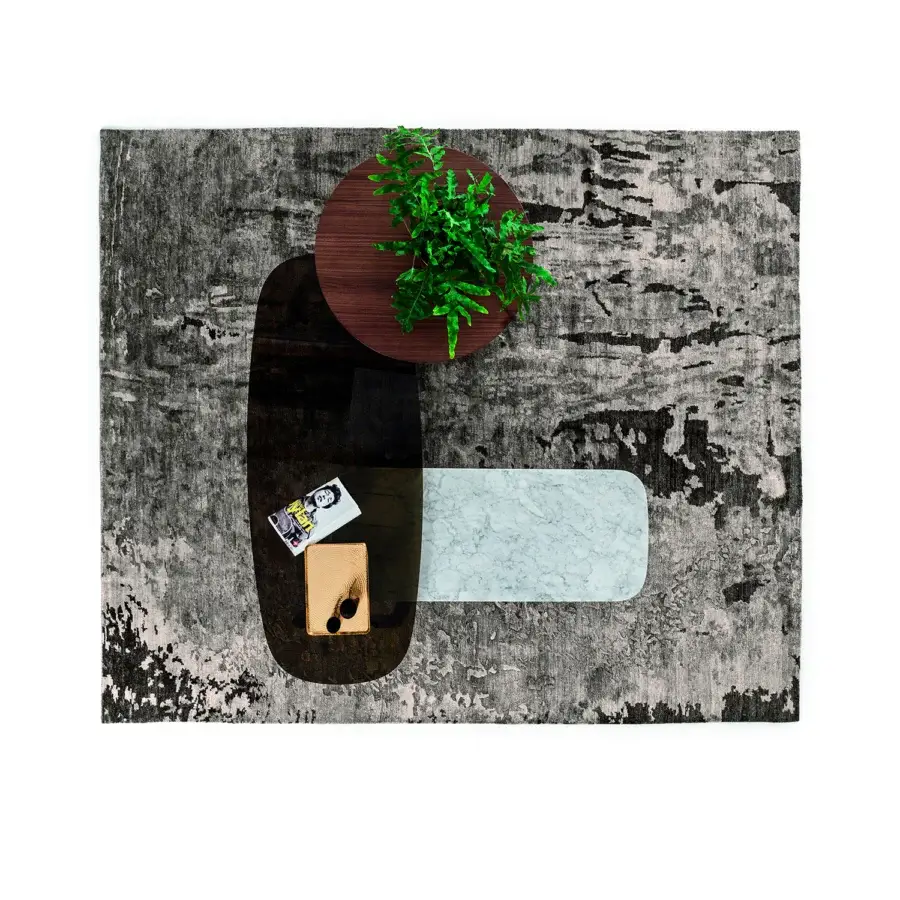 Distinguished Bross Beleos coffee table with dark wood and rounded marble element in smooth glossy finish