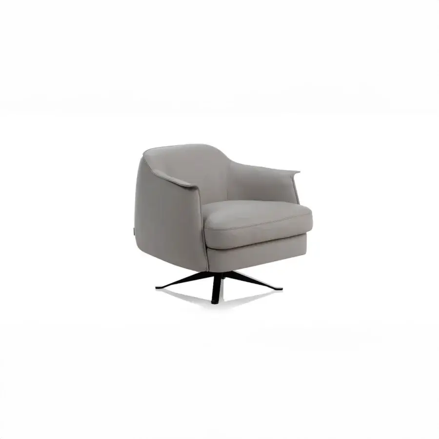 Elegant Cierre1972 Bohème swivel lounge chair in light gray textile with a sleek dark metal star base