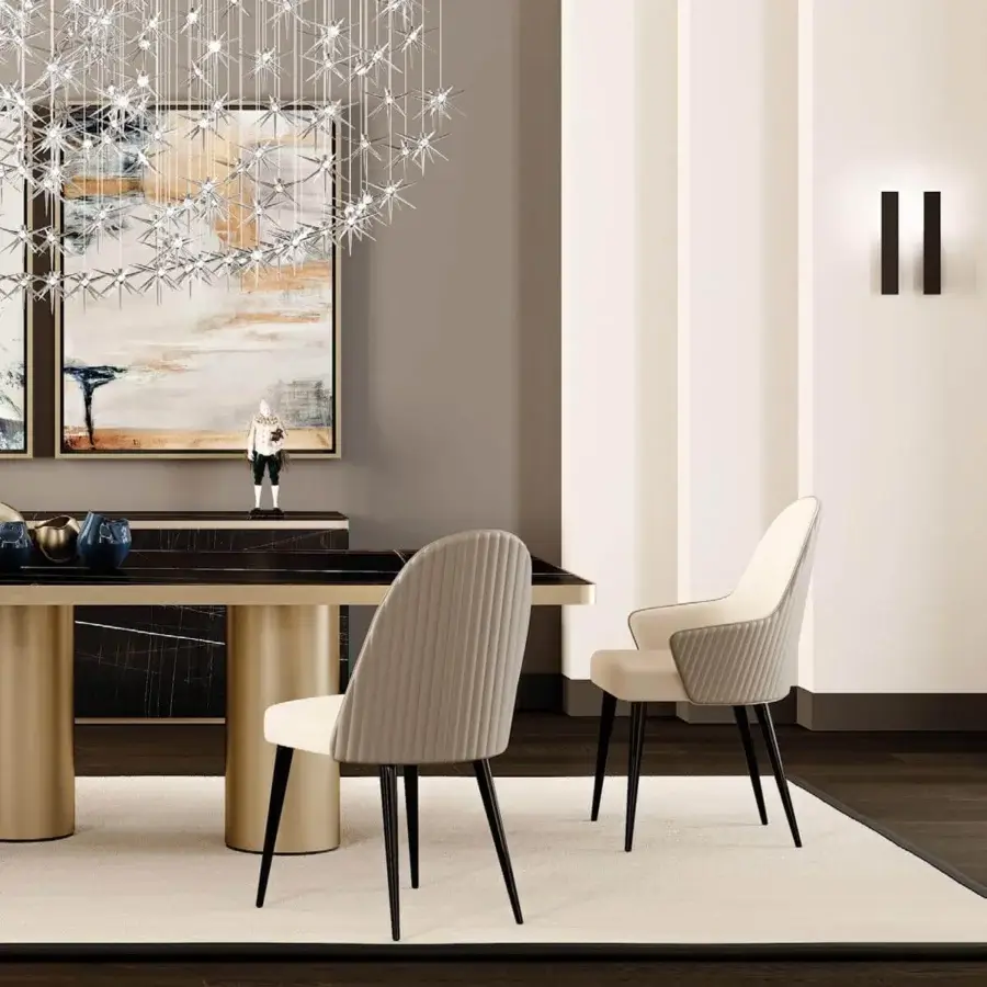 Exceptional Reflex Ludwig chair with light cream textile seat and vertically ribbed light beige textile back with matte black metal legs