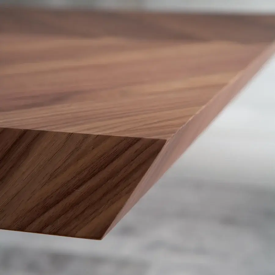 Distinguished Ozzio Italia 4x4 table crafted with painted metal and wood, exhibiting a warm brown finish and geometric form