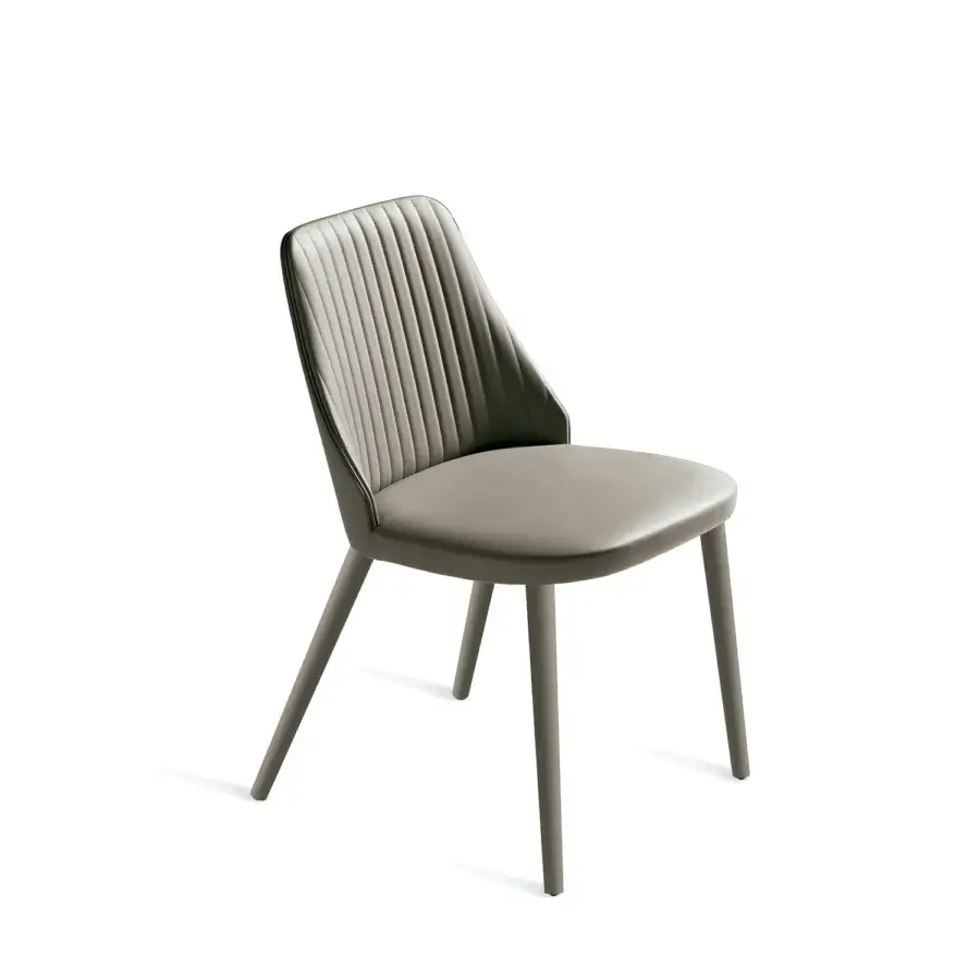 Distinguished Bross Break chair with fully upholstered seat and backrest in premium fabric or leather with matte legs