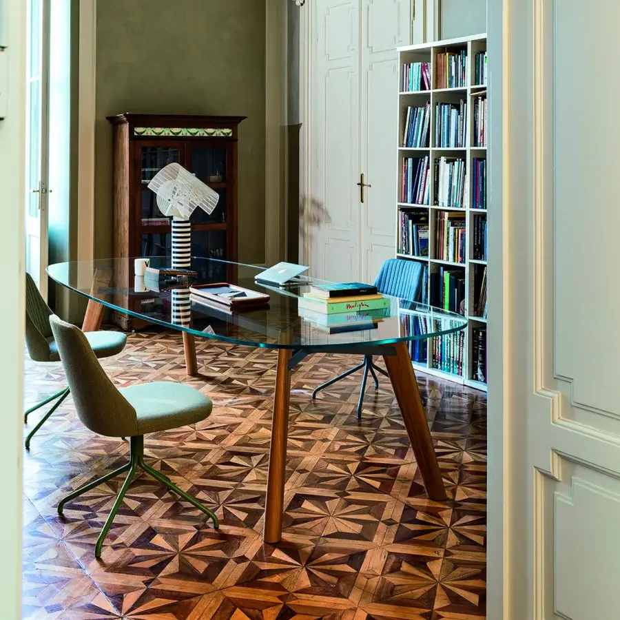Distinguished Bross Break swivel chair with rounded muted green fabric upholstery and matching metal base