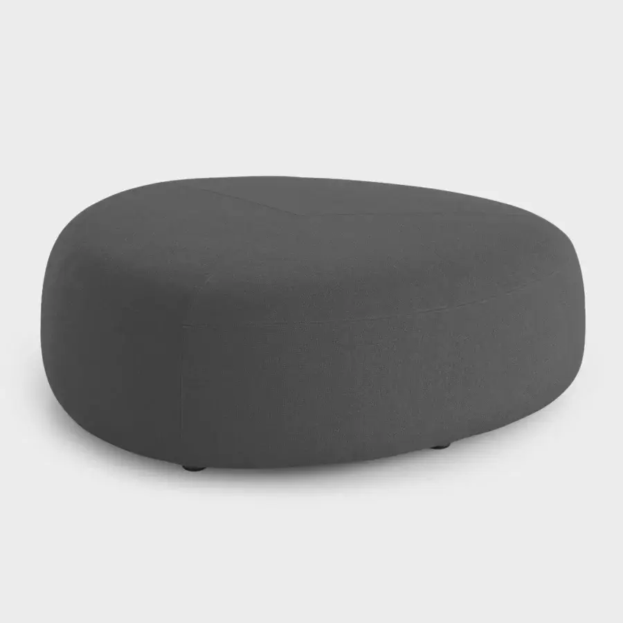 Elegant Lapalma Kipu ottoman showcases a triangular shape upholstered in dark gray removable fabric with a matte finish