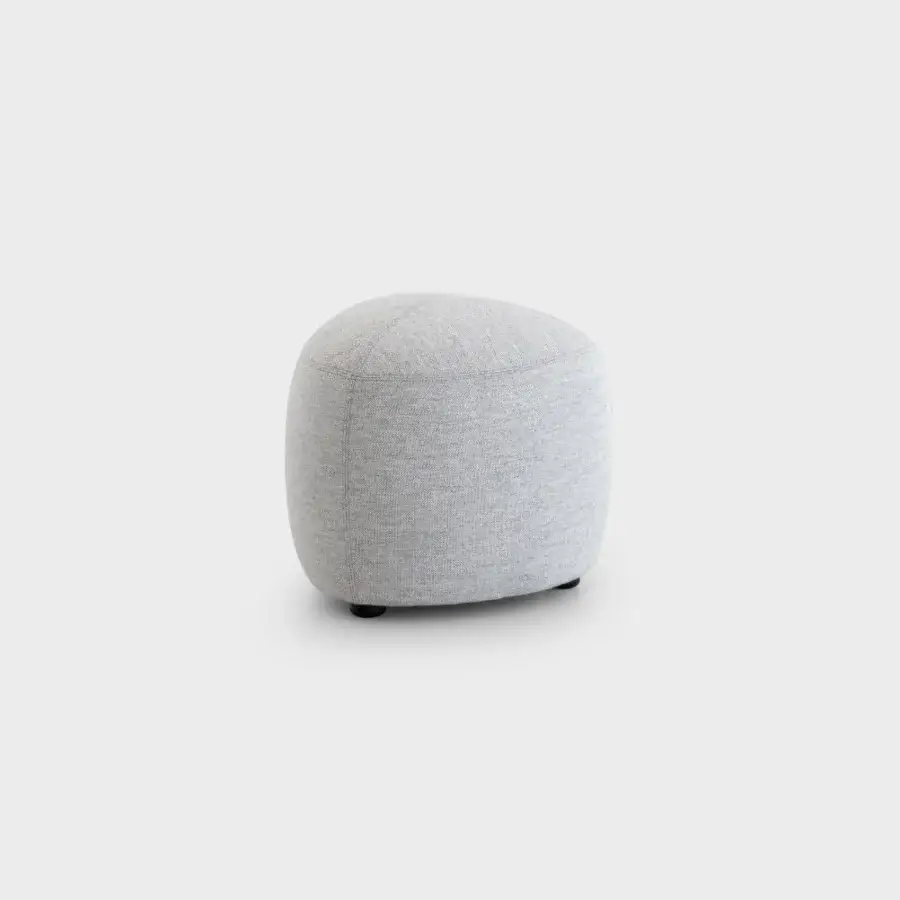Exceptional Lapalma Kipu ottoman showcases a triangular form upholstered in removable heathered light gray textile