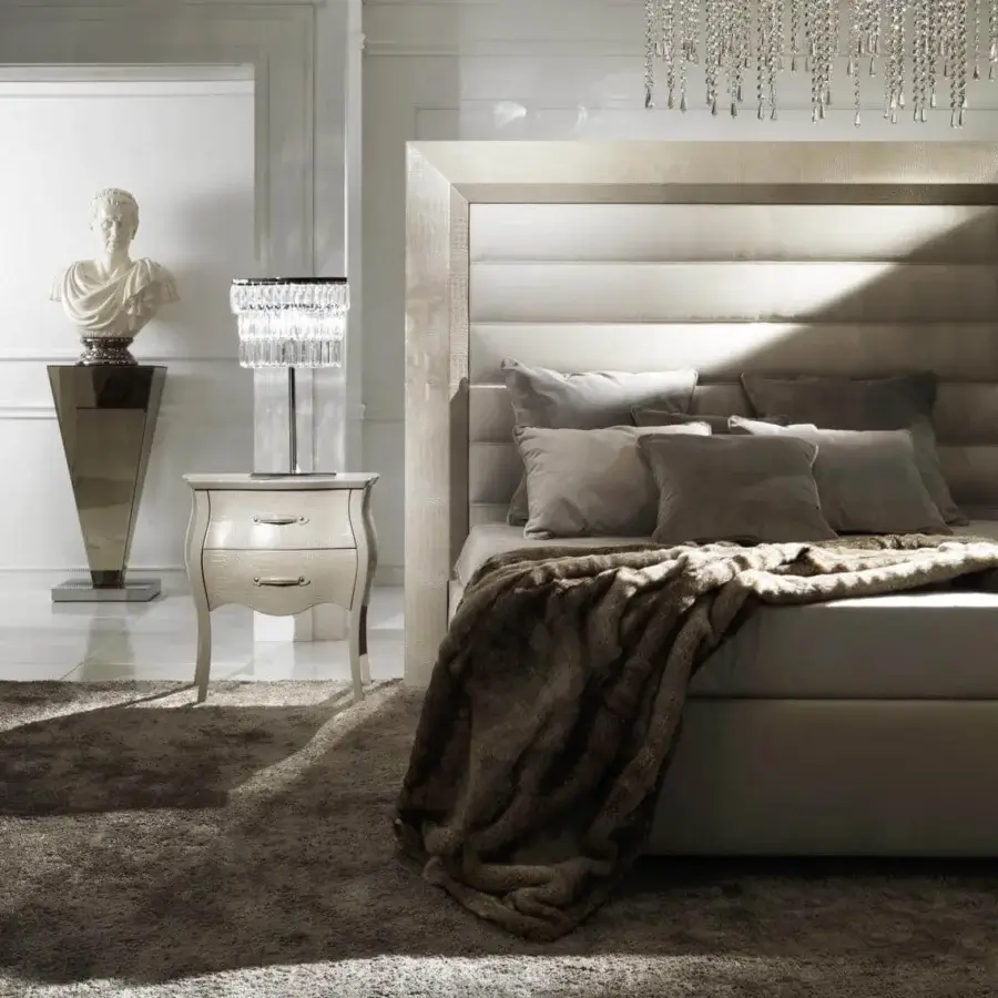 Distinguished DV Home Collection Adler bed with multilayer structure and textured light gray fabric upholstery