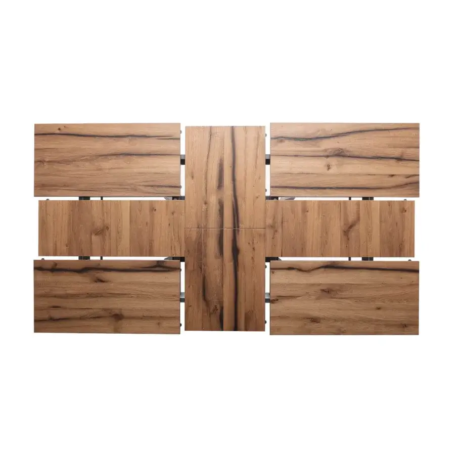 Superior Ozzio Italia 4x4 table with wooden tops and extensions in a medium brown matte finish