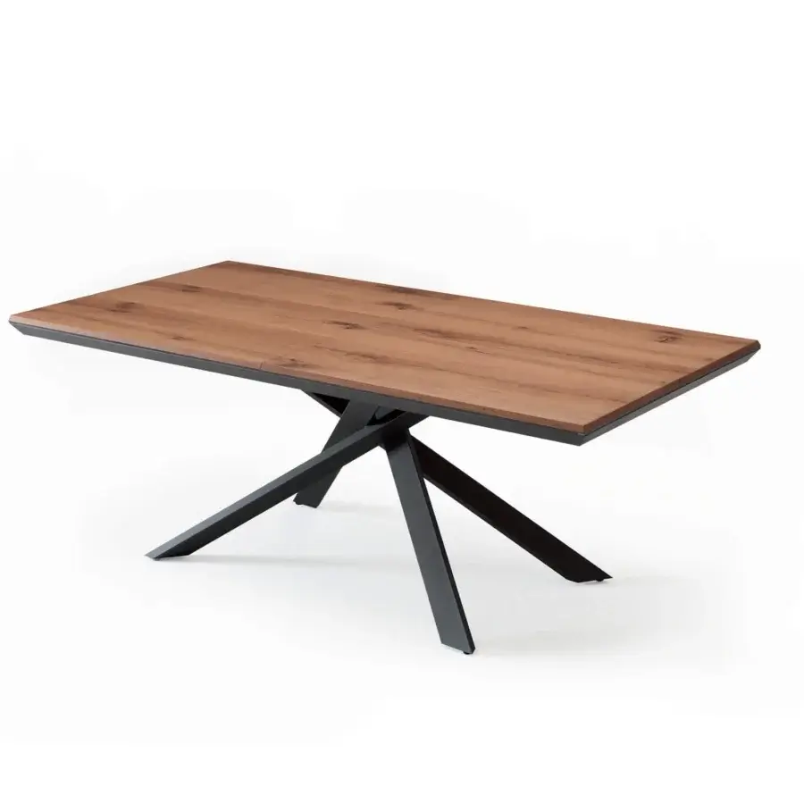 Superior Ozzio Italia 4x4 table with wood top and extensions built with a black metal base featuring angular legs