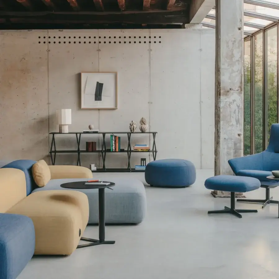 Exceptional Lapalma YO side table with circular HPL Fenix® top and Y-shaped powder-coated metal leg