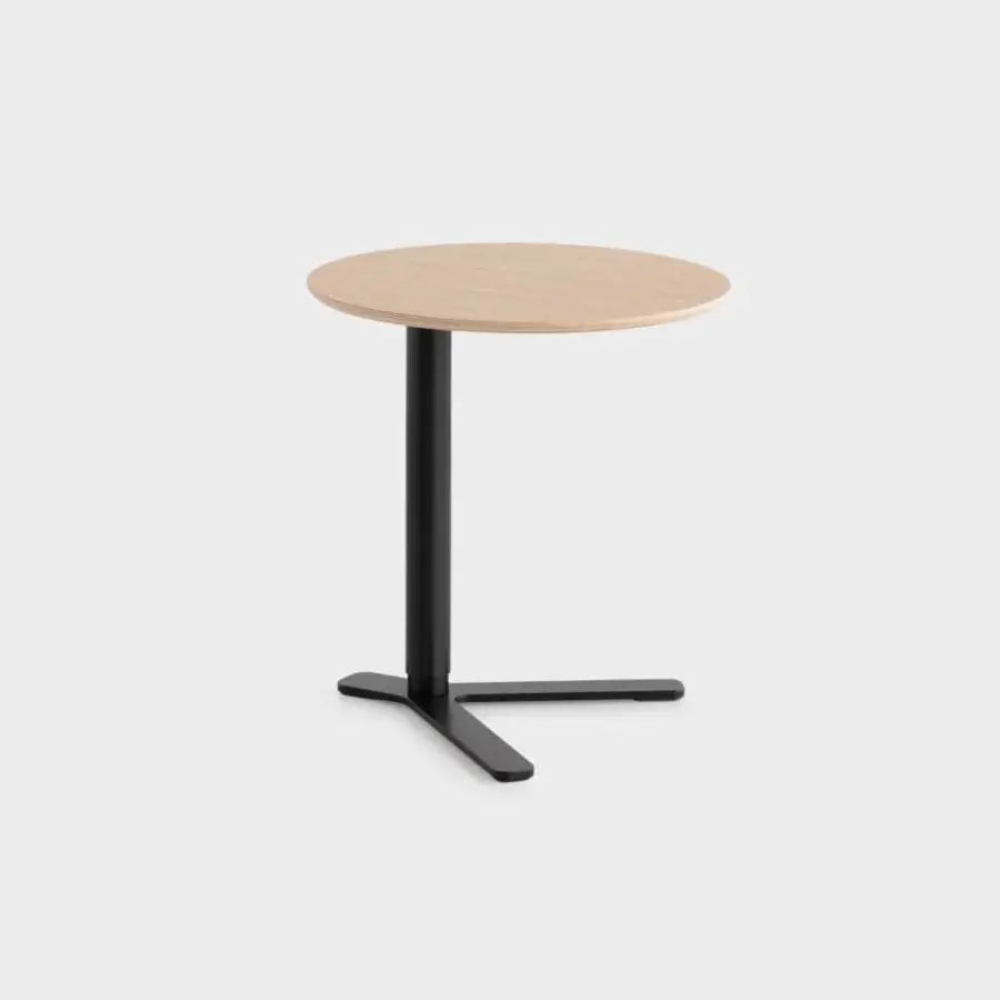 Exceptional Lapalma YO side table with birch wood veneered tabletop and matte black powder-coated metal base