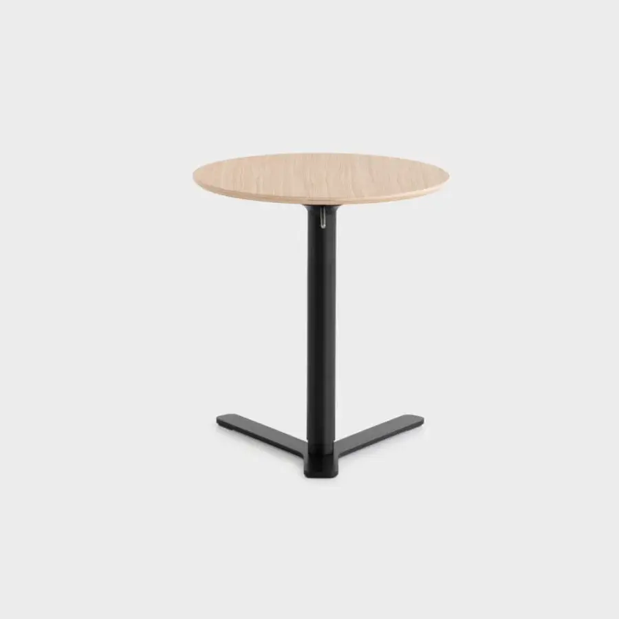 Exceptional Lapalma YO side table with birch wood top, matte black powder-coated metal base and column crafted in Italy