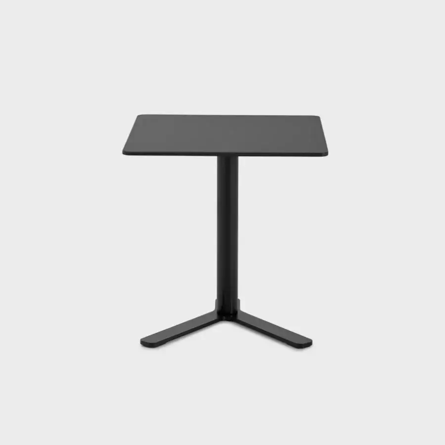 Superior Lapalma YO side table with square birch plywood top and entirely black powder-coated metal base