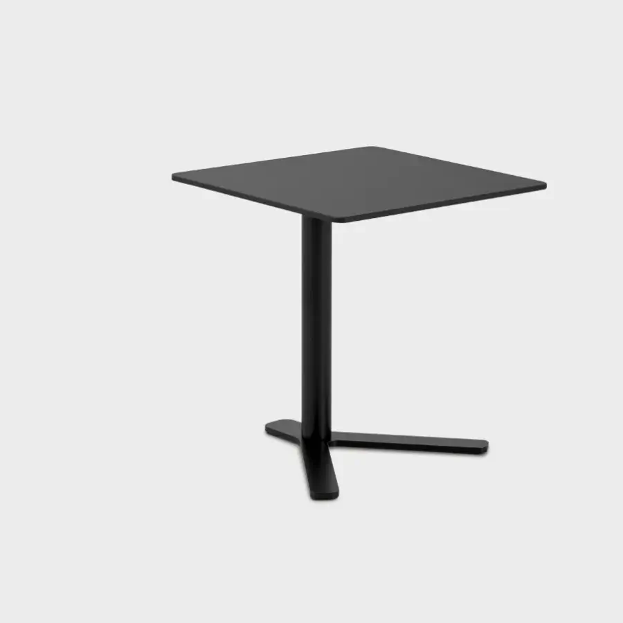 Exceptional Lapalma YO side table with square HPL Fenix® top and black powder-coated metal base and column
