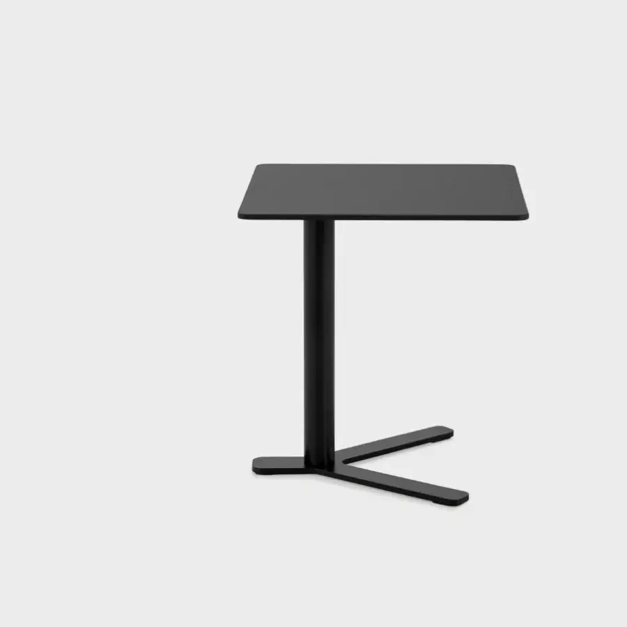 Elegant Lapalma YO side table with square birch plywood top and sleek black powder-coated metal Y-shaped base