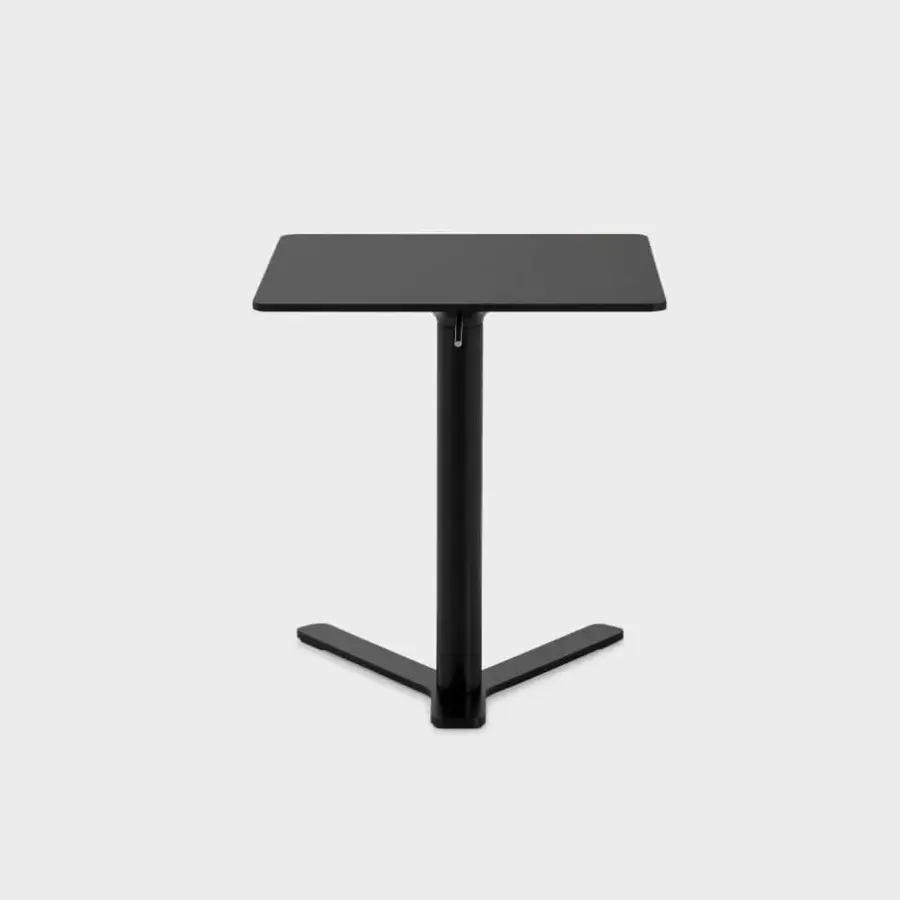 Superior Lapalma YO side table with square HPL Fenix® top and powder-coated metal base in monochromatic black finish