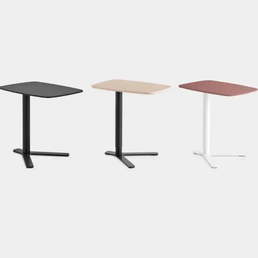 Exceptional Lapalma YO side table with rectangular light wood veneered plywood top and white powder-coated metal base