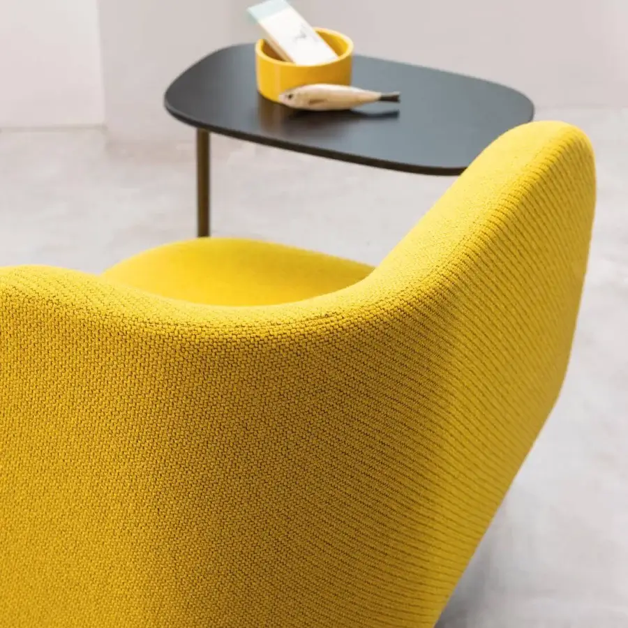 Exceptional Bross Sit lounge chair with mustard yellow fabric upholstery and a metal frame crafted in Italy