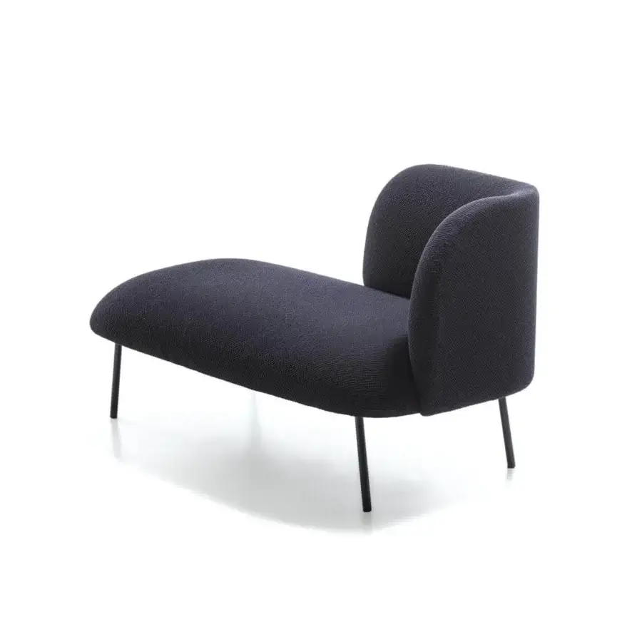 Harmonious Bross Sit chaise lounge crafted in Italy with dark textured fabric and slender metal legs